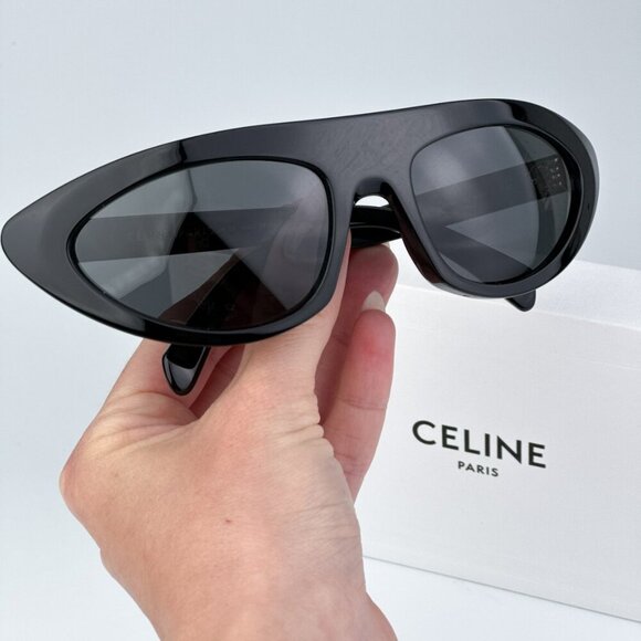 Celine CL40261I 01A BRAND NEW Sunglasses Black Dark Grey Wraparound Unisex - Picture 2 of 10